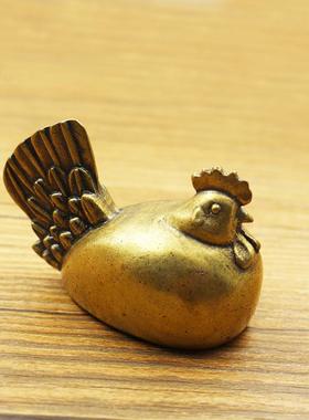 黄铜福鸡摆件印章黄铜金鸡铜摆件鸡你太美铜葫芦古玩纪念品手把件