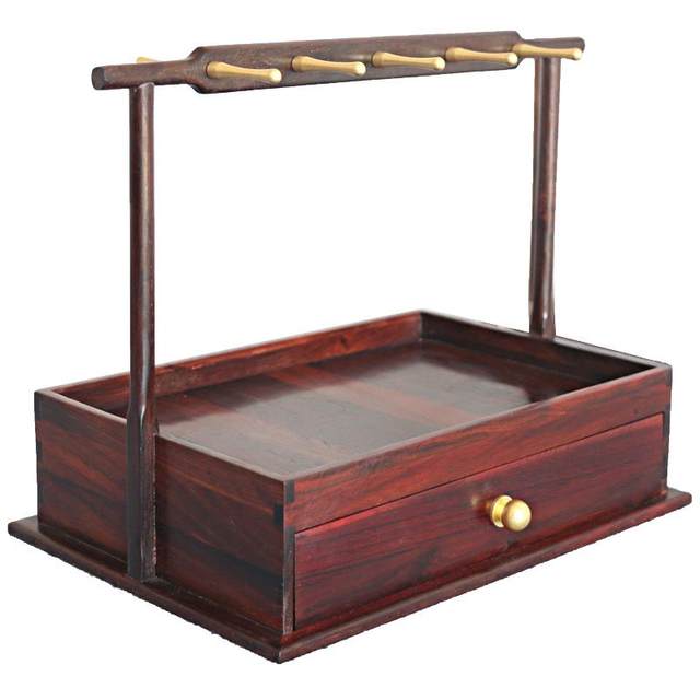Big red rosewood tray entrance entrance keys storage rack desktop ornaments wooden jewelry makeup storage box
