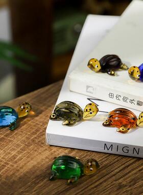 跨境厂家乌龟玻璃工艺品摆件小海龟家居饰品室内桌面鱼缸装饰摆件