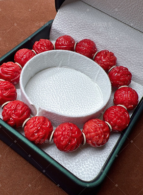 古风潮流珊瑚有机宝石大师雕刻三姑娘斗战胜佛手串本命年男女款