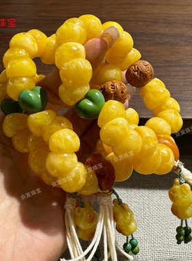 高颜值蜜蜡斜切猪大肠手链暴力熊提溜手串复古高级中国风时尚礼物