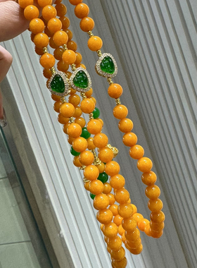 缅甸多圈多层天然黄翡翠正阳绿佛公手链民族风饰品女精美手串礼物