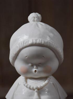 创意中手工瓷人式物和尚桌面摆件小客厅书房办公室KYZ装小饰品摆