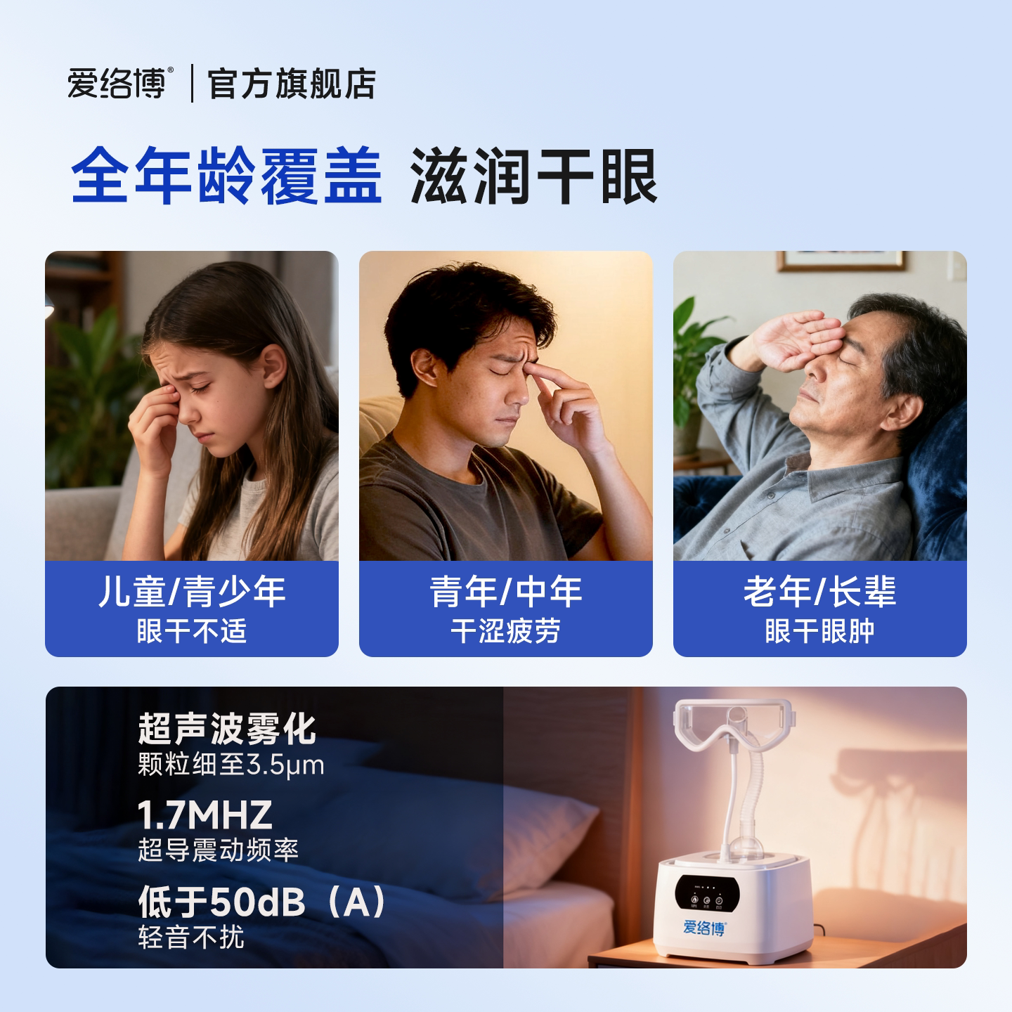 眼睛雾化熏蒸润眼护眼仪缓解眼部疲劳冷热spa干眼症蒸汽热敷