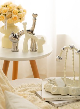 速发玄面收纳摆轻放件奢高档入户门口家居桌关装饰品奶油风置物架