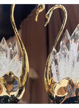 轻奢水礼晶摆饰天鹅家居玄关柜装LHK饰结客厅几桌茶面摆件婚送新