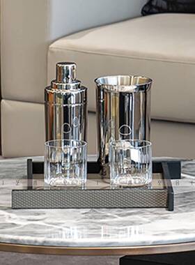 孔河方皮板盘电镀陶托瓷花器玻璃酒样房销售部客杯DMK厅茶几装饰