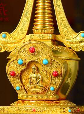 藏尊村鎏金菩提塔室内家用塔舍利塔胜塔NCB全佛桌面铜摆件