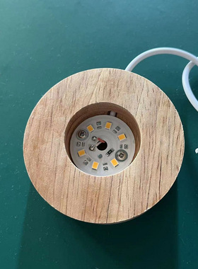 圆形实木发光底座led灯diy插电小夜灯水晶球手工手作摆摊地摊灯座