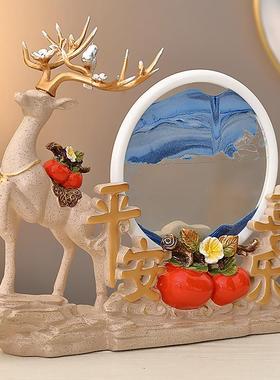 简约现代高档招财599鹿事沙如意沙漏流画摆件玄关酒柜电事视柜饰