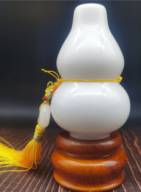 天然白玉葫芦摆件客厅博古架玄关办公室装饰摆设乔迁业礼品