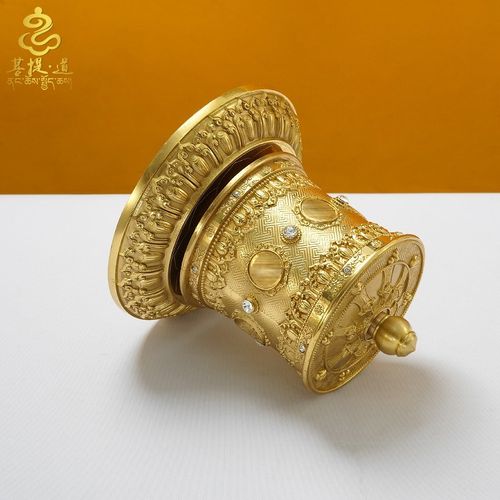 指捻转筒转金轮铜六字真言汽车载手动转金筒家用摆件藏族转简经轮 - 图0