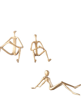 现代金属人物雕塑样板房创意摆件会所别墅酒店家居软装饰品