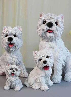 仿真狗摆件西高地白梗动物模型家居装饰宠物狗树脂工艺品手工