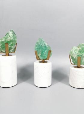北欧轻奢家居饰品电视柜桌摆件大理石天然晶石艺术工艺品书柜摆设