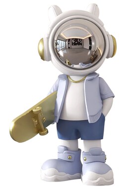 炫酷宇航员d滑板太空人桌面摆件酒柜玄关办公室小型装饰轻奢工艺