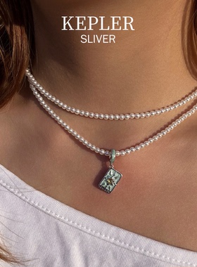 塔罗纯银珍珠项链女多层叠戴长款