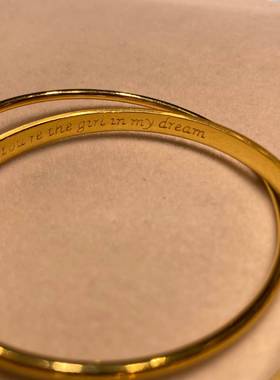 黄金色双环手镯梦中女孩镜面手环个性小众设计高级感送女友饰品