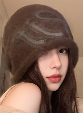 韩系百搭冷帽女针织堆堆帽显脸小