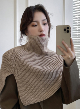 【断码清仓】黑色套头围脖披肩女冬季外搭脖套纯色保暖针织围巾