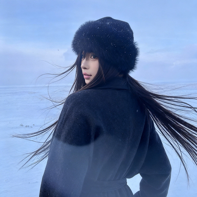 黑色毛绒帽子女冬季2025新款高级感显脸小渔夫帽蒙古帽护耳帽盆帽,淘宝优惠券,粉丝福利购,淘宝优惠卷