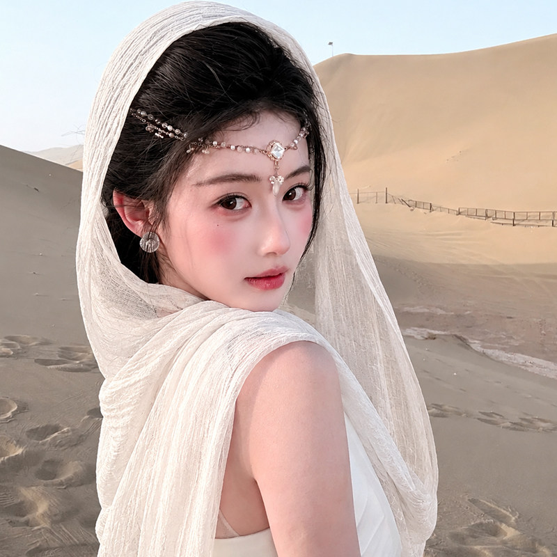 大西北沙漠丝巾披肩外搭女2026新款新疆旅游拍照头巾防晒纱巾女