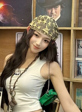 美式幸运星星包头巾时尚辣妹丝巾