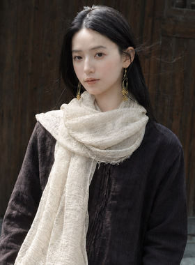 清冷文艺风褶皱丝巾女秋冬季