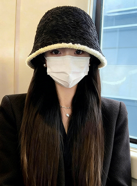 冬季毛绒针织渔夫帽女保暖显小脸