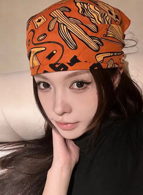 2026新款美式辣妹风印花头巾