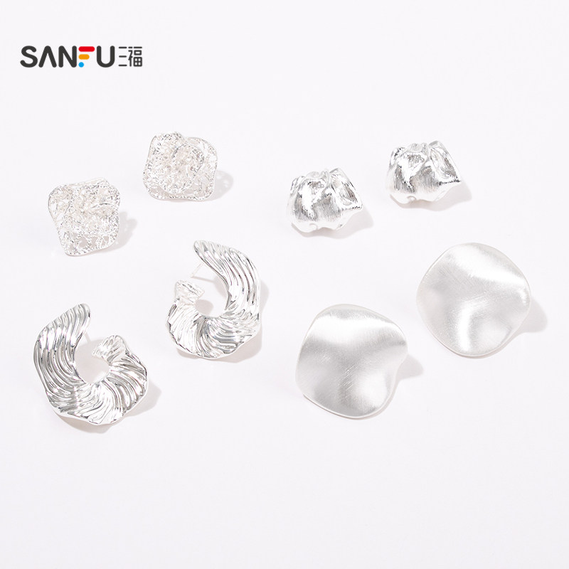 三福休闲折皱福锦耳钉一对 时尚个性活力首饰配饰耳环843659,淘宝优惠券,粉丝福利购,淘宝优惠卷