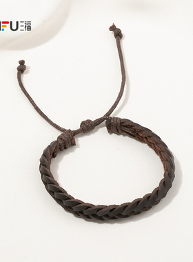 三福游牧风素色手链单条 时尚潮流氛围感搭配首饰配饰850090