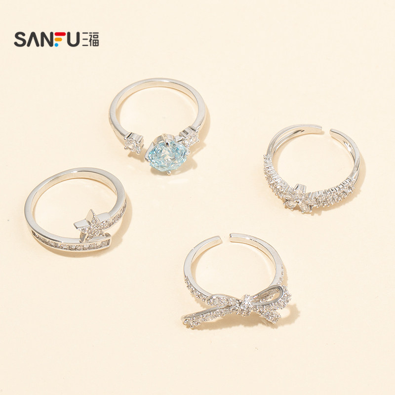 Sanfu Urban Colorful Sparkling Ring Single Fashion Personalized Hand Accessories Jewelry Ring 861706