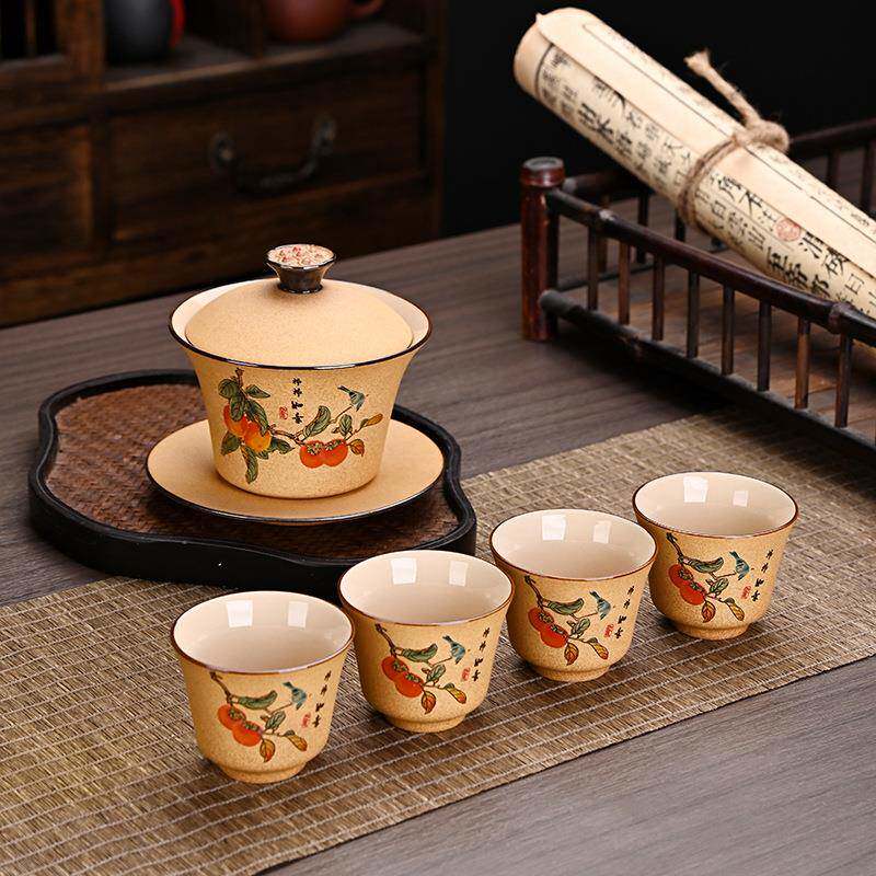 Chinese cat bowl tea set home MM001 special tea set for tea brewing, retro ceramic tea anti-three all-rounder