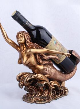树脂工艺品欧客式红铜75133美人鱼红酒架件摆创意厅电视柜酒柜装