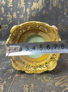 仿古花瓶复古新WQ-10.5中花式孔花卉底座雀镂空鎏金瓶工艺品摆件