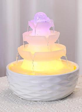 面流 水2107生摆件循财环水办公室前台茶桌室小开业礼品创意招财