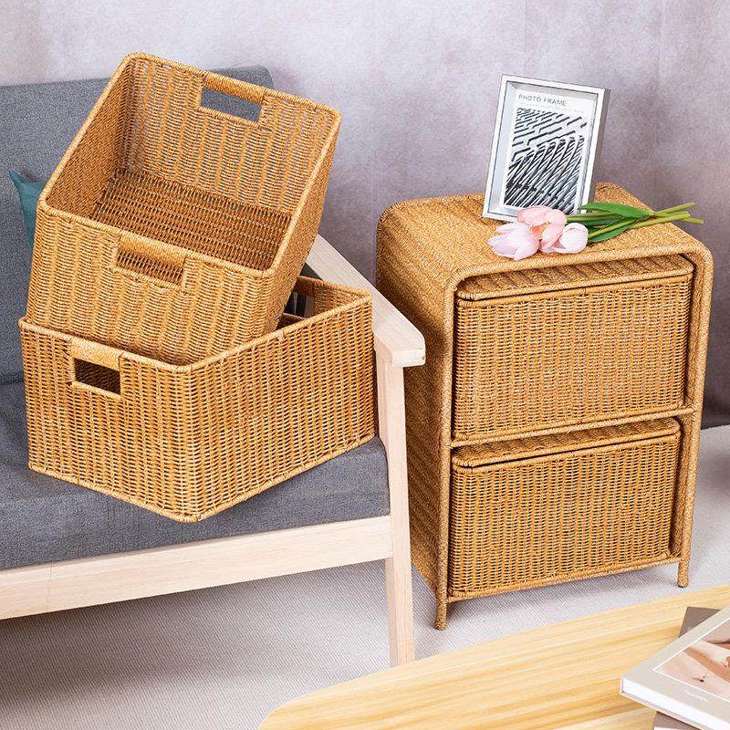 桂味源抽屉式床头柜卧室塑料编织整装置物收纳柜家用储物床边柜,淘宝优惠券,粉丝福利购,淘宝优惠卷