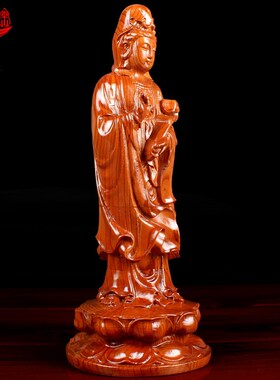 速发桃木观音家萨法相送保一家观世音佛像观音居菩饰品摆件