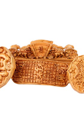 速发 桃木如意摆件桃木如福百意工大礼品带底座桃木艺象底座