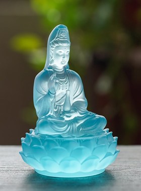 速发琉璃奉瓶坐莲观音菩佛萨像摆件居家客厅桌面供净装饰包邮