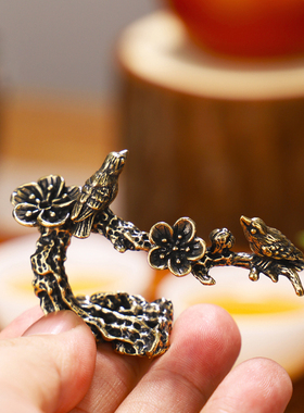 速发喜上眉黄梢铜梅花古示造型文房四宝学生晾毛笔架子展韵笔架