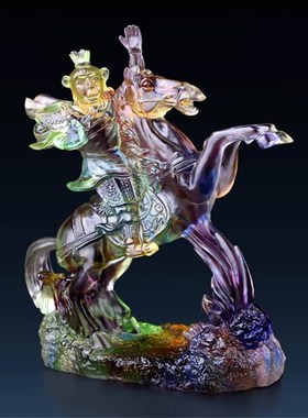 速发弗朗德生厅玄关装封轻奢马上饰侯摆件客肖猴琉璃摆件家居商务