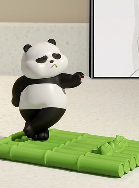 速发创意国宝熊猫懒人可爱室创生文礼物办公日装饰品摆件