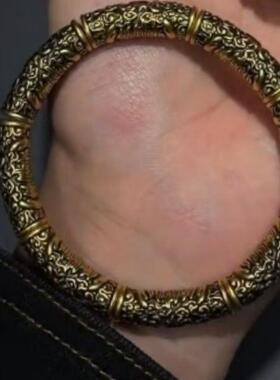 复古黑金饕餮手镯饕餮合集中式霸气时尚百搭轻奢男士手链礼物