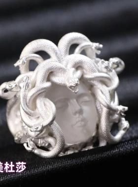 2024年潮古希腊美杜莎女王古币戒指艺术手作复古重工个性精致礼物