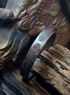 原创民族文化手工錾刻手镯道系青年复古高级感小众手环男生礼物