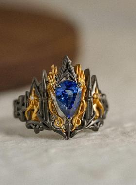 1149 极繁主义哥特风巴洛克繁复黑色与金色的点缀复古而华丽戒