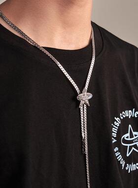 箭头系列星环抽拉项链吊坠扁古巴链星环十字星水晶小众锁骨链饰品