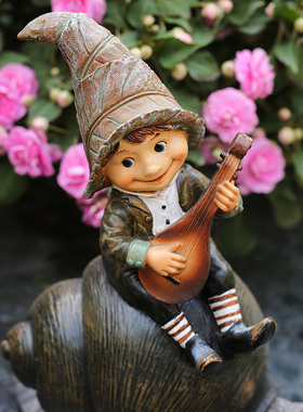 花园装饰 庭院摆件户外园艺装饰创意F美式小精灵 卡通树脂蜗牛摆